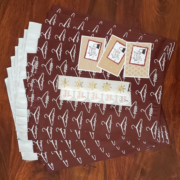 60 PIECE SHIPPING BUNDLE Handmade Thank You Cards 10 x 13 Polymailers Stickers - Picture 3 of 11